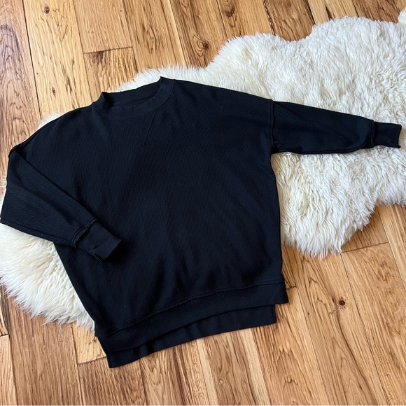 Old Navy Oversized Crew Neck Sweatshirt Textured Waffle XS Leggings Leng… - Picture 1 of 6
